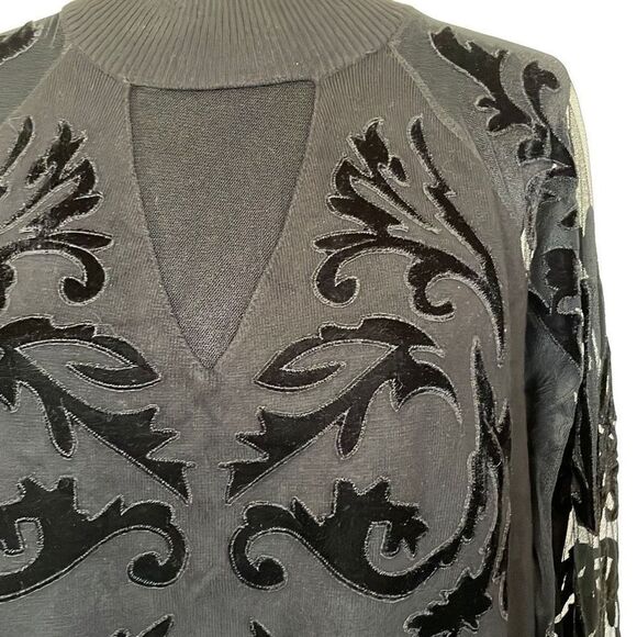 INC International Concepts Womens Black Lace Mesh Sleeve Sweater Size 1X - Picture 5 of 10